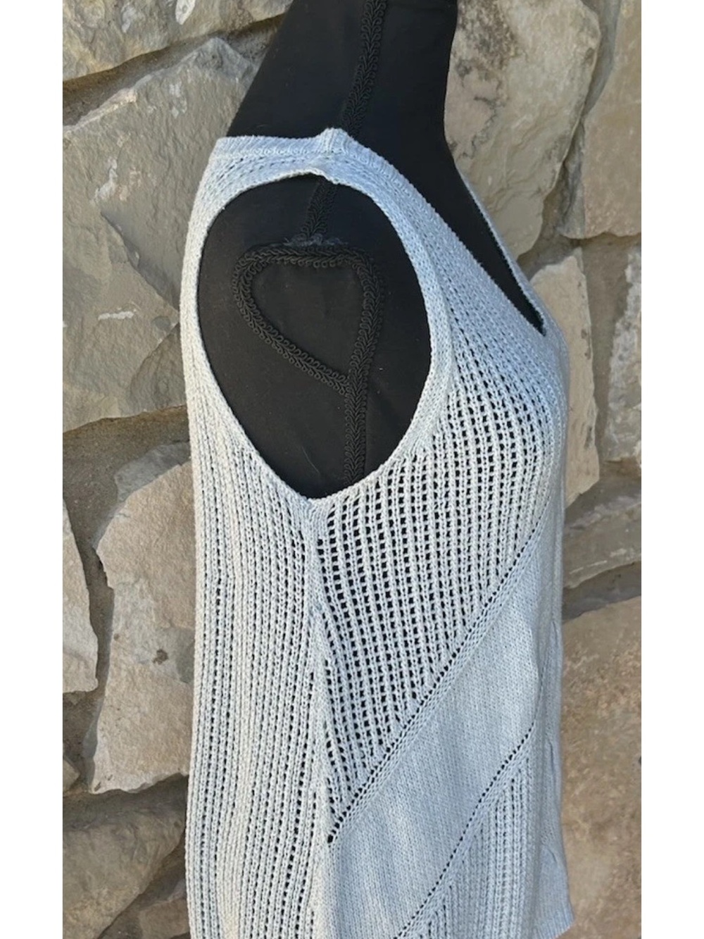 Cabi Cable Knit Sleeveless Sweater Blue Tank 12 - Picture 2 of 7